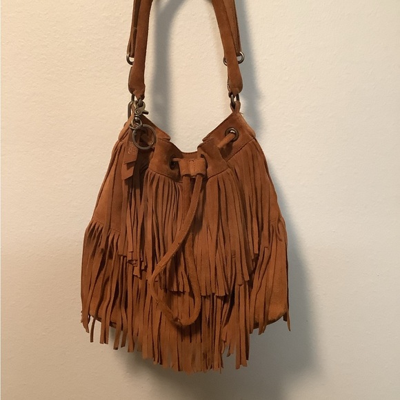 Frye and Co. Phoebe fringed leather suede boho bucket drawstring western bag - Picture 16 of 16